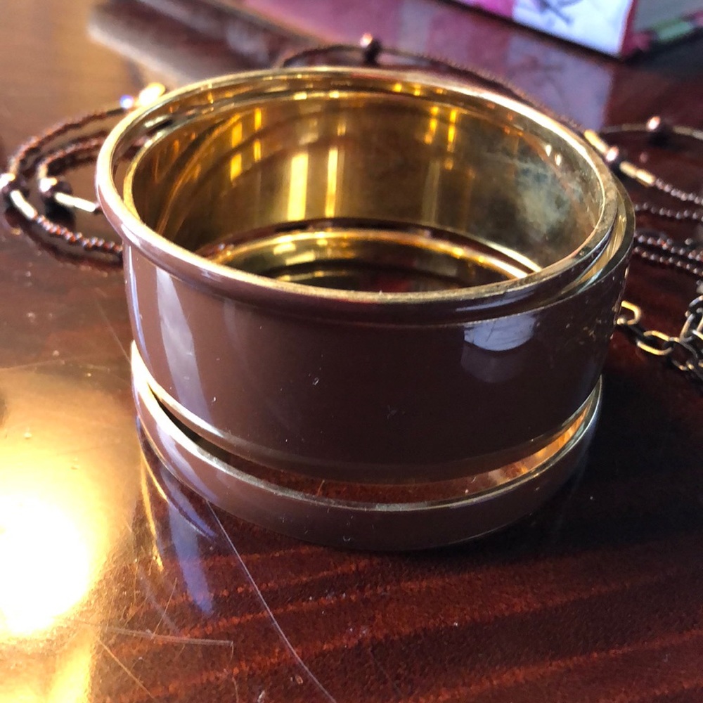 J. Crew 3 size brown and gold bangle bracelets